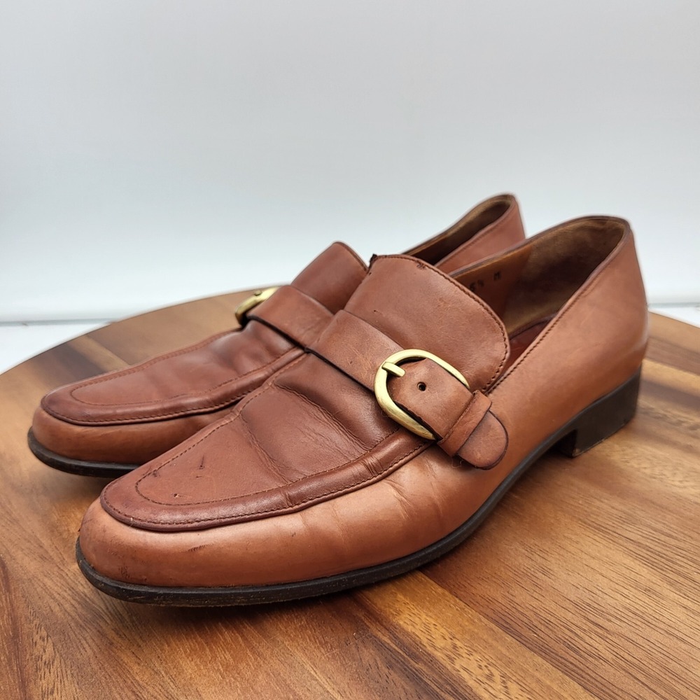 Coach Loafers Womens Size 5.5 M Brown Leather Flats Shoes Buckle Italy - Picture 8 of 16